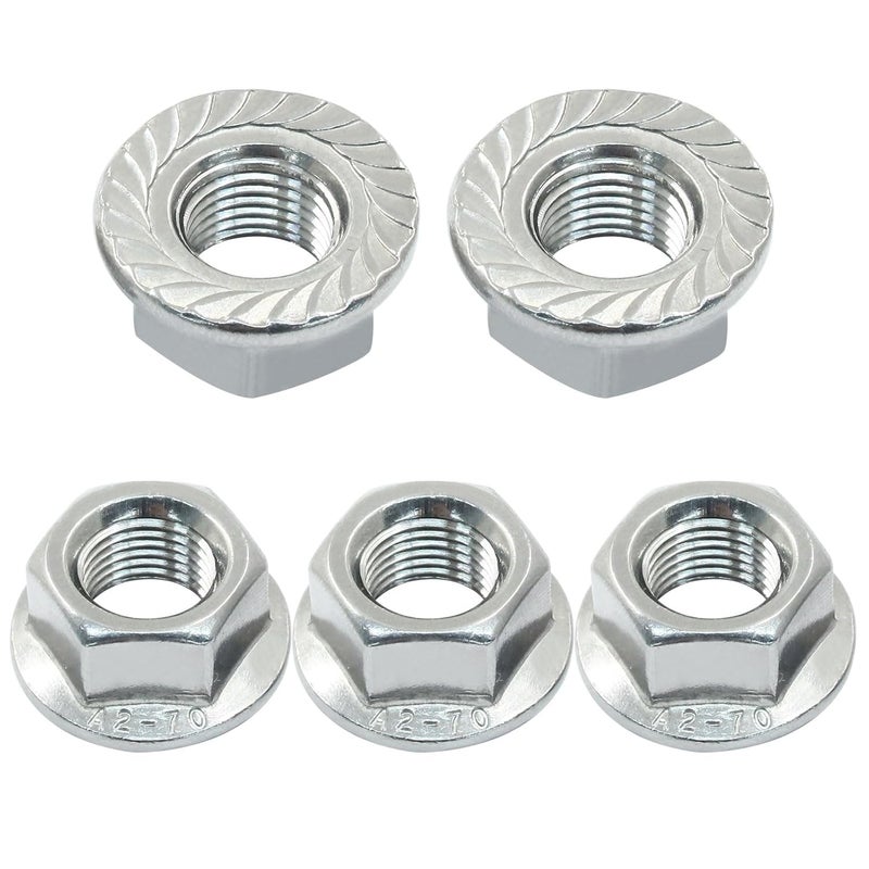 Dijedev M10/1mm Serrated Flange Hex Nuts, 5Pcs Hexagon Flange Nuts, 304 Stainless Steel 18-8, Full Thread, Hex Drive, Bright Finish - Image 1
